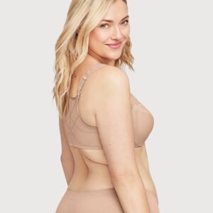 Front-Closure Posture Back WonderWire Lace Bra Cafe